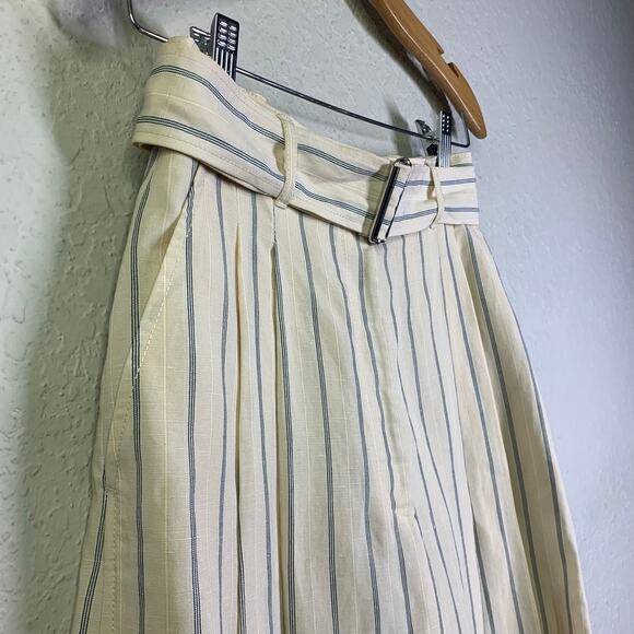 CLUB MONACO PANT STRIPED A-LINED HIGH WAISTED WIDE LEG CULOTTES CROP CREAM PANT - Picture 9 of 16